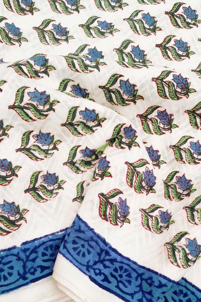 Beautiful Dobby Cotton Fabric with Block Print