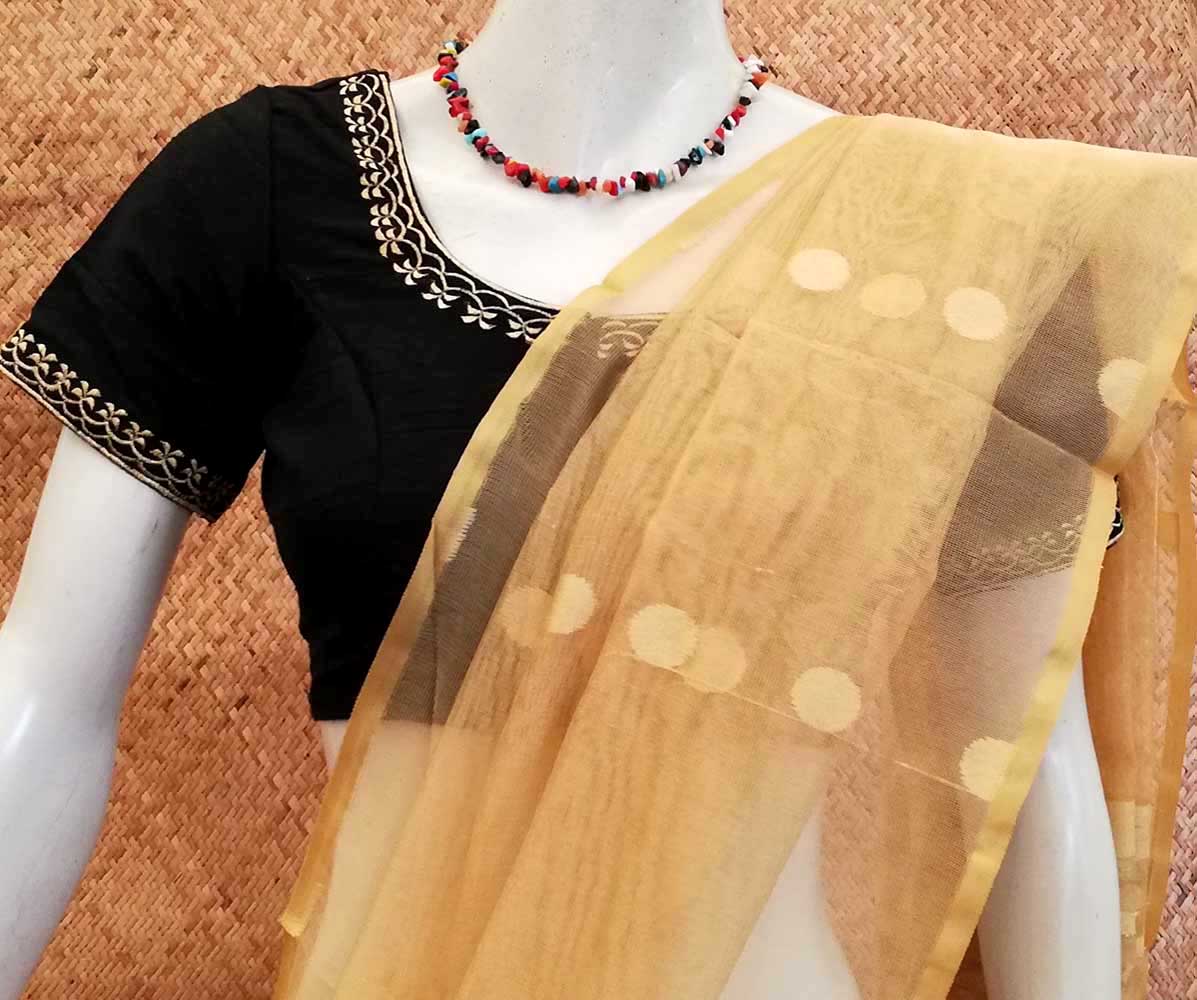 Dupion Silk Blouse with gold embroidery