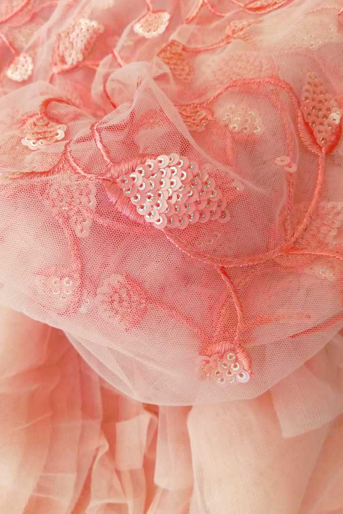 Fine Net Fabric with embroidery & sequin work