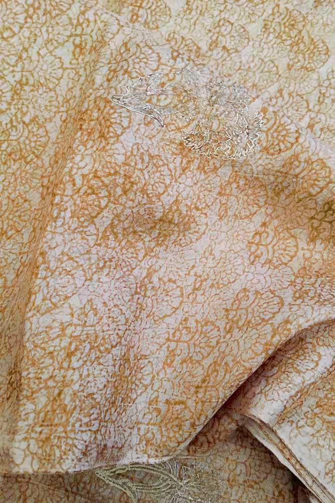 Fine silk fabric with screen print patterns