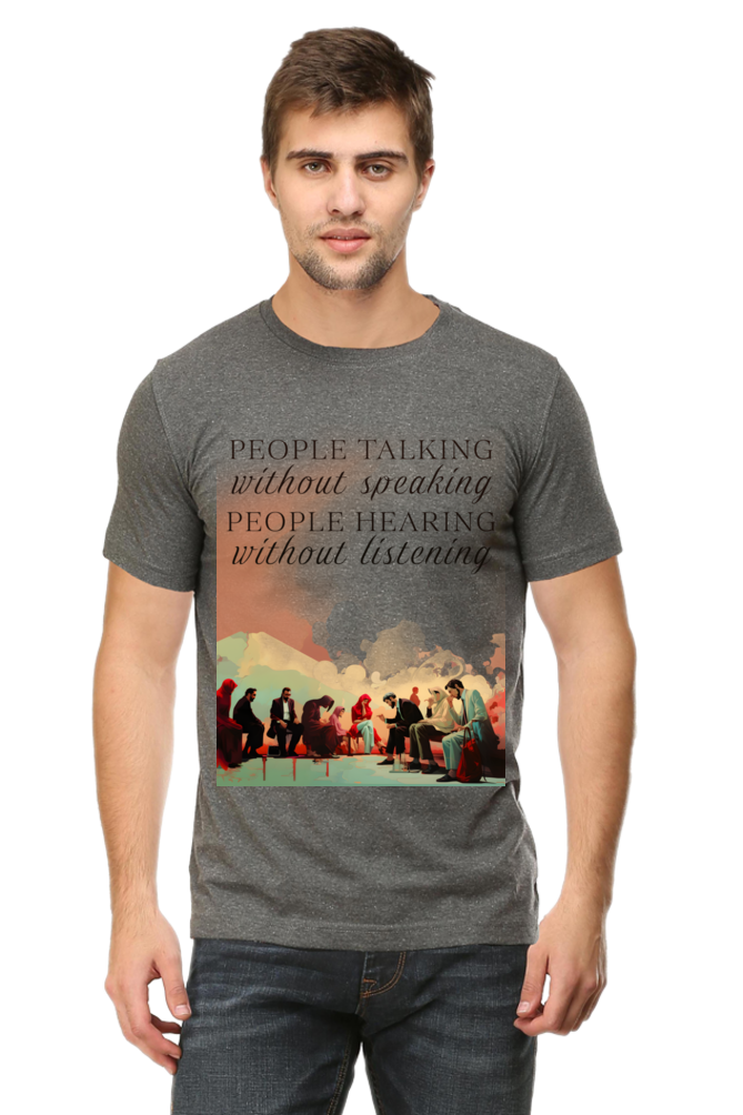 People talking without Classic Unisex Round neck T-shirt