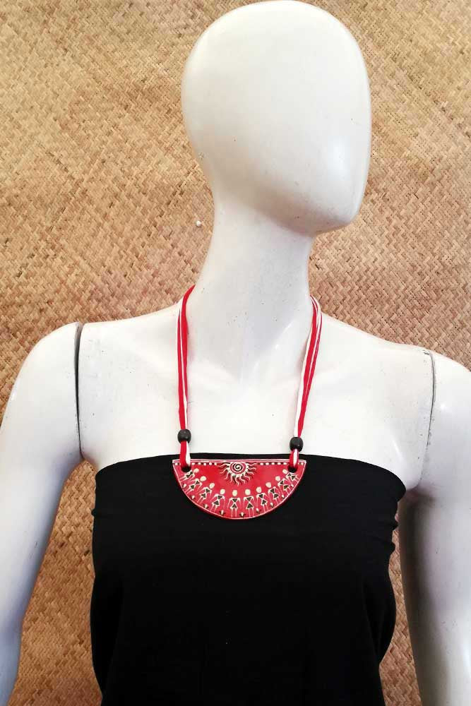 Hand Painted Ceramic thread necklace