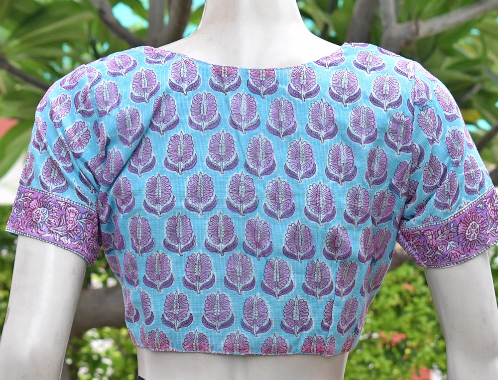 Block Printed kota Doria Blouse - Size 38