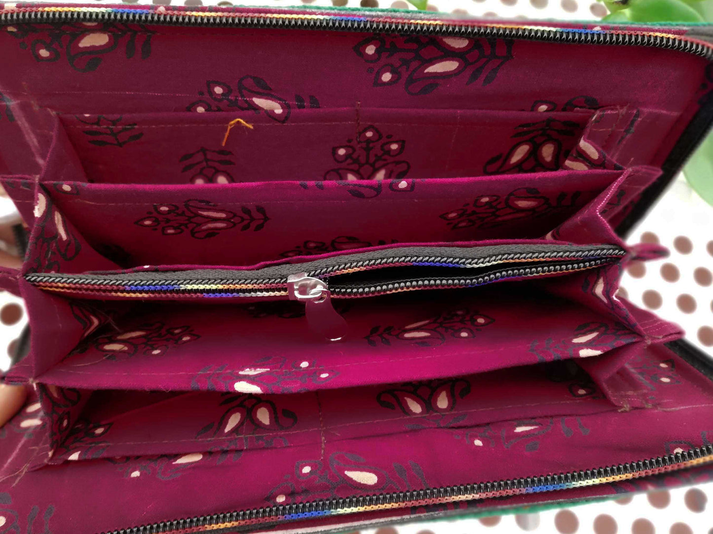 Handcrafted Kutch Punch craft Leather Clutch / Wallet with zipper