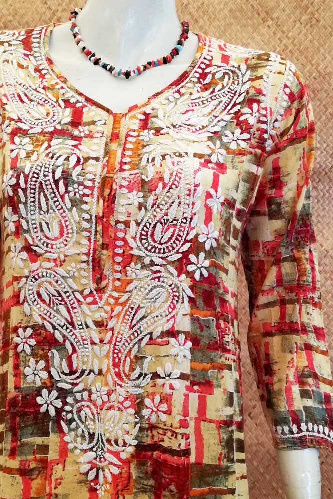 Rayon Kurta with Hand Embroidery