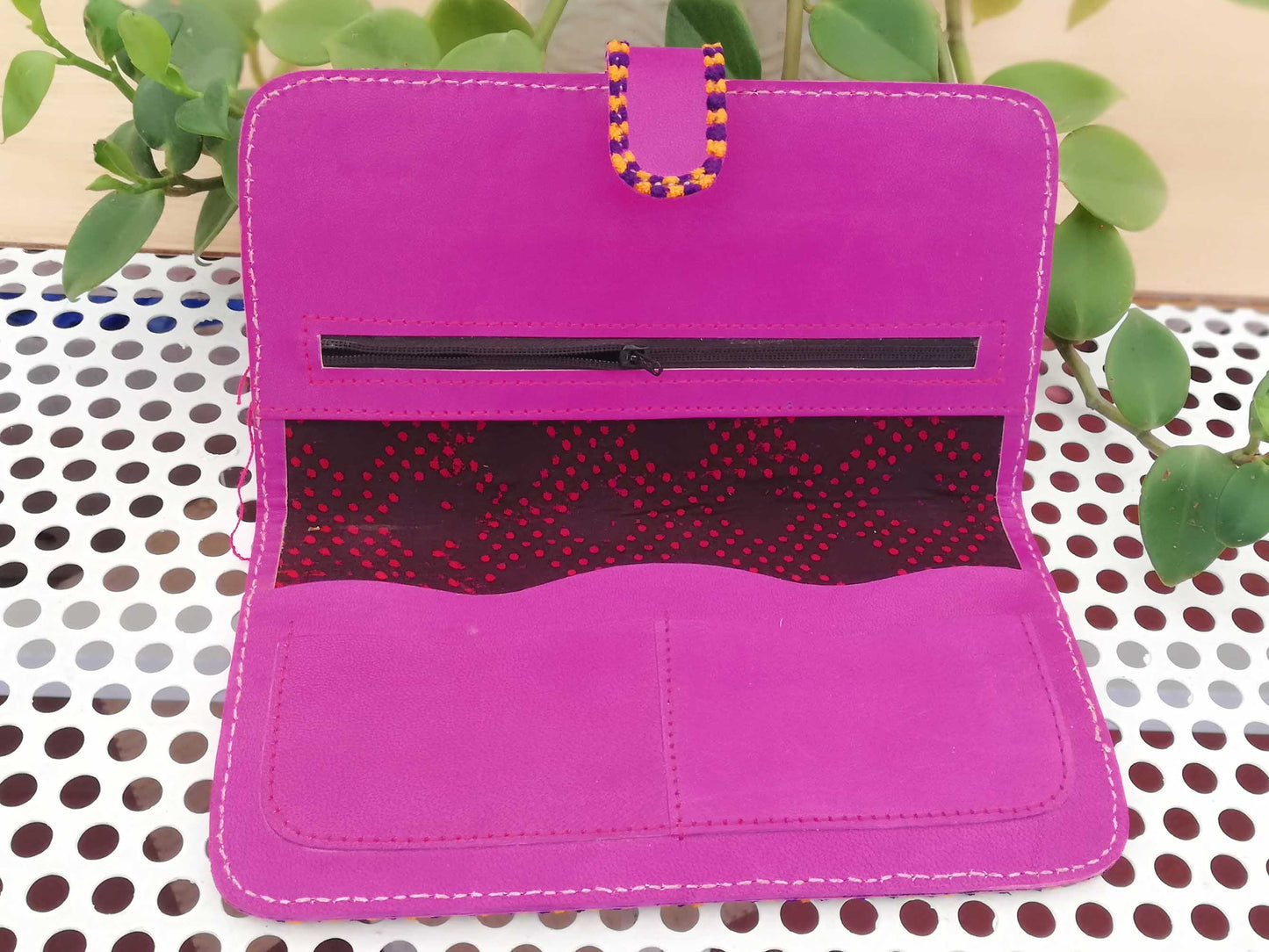 Handcrafted Kutch Leather With Mashroo Fabric Wallet