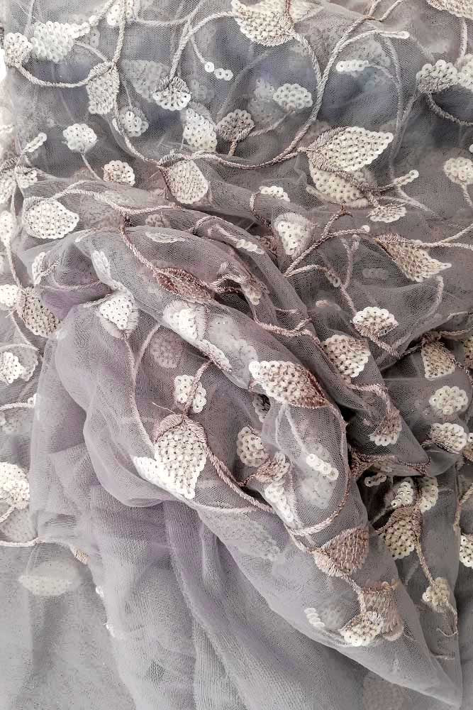 Fine Net Fabric with embroidery & sequin work