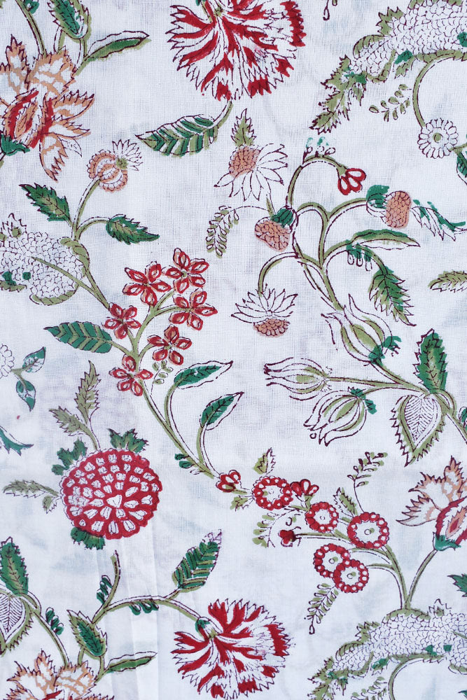 Beautiful Sanganer Block Printed Running Cotton Fabric ( 2.5 mtrs cut)