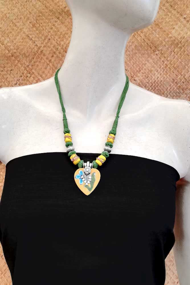 Ceramic and German silver thread necklace