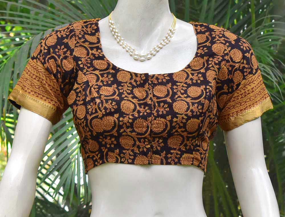 Block Printed cotton Blouse - Size 36 , 38 , 40