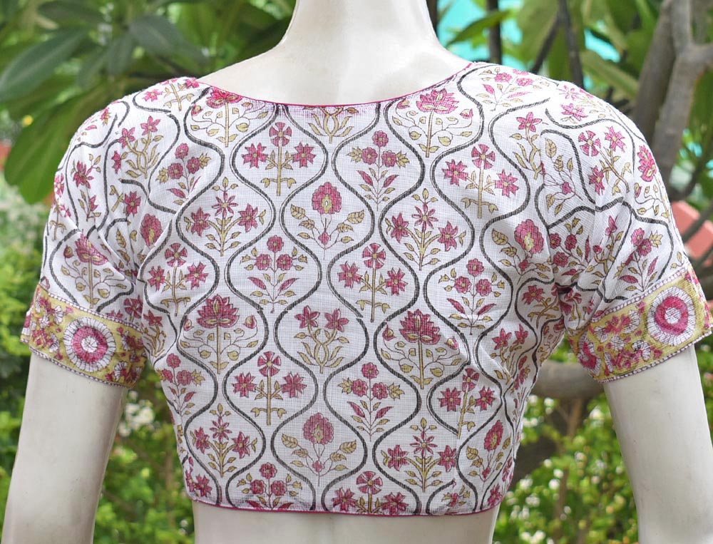 Block Printed kota Doria Blouse - Size 40