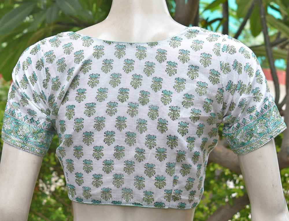 Block Printed kota Doria Blouse - Size 40