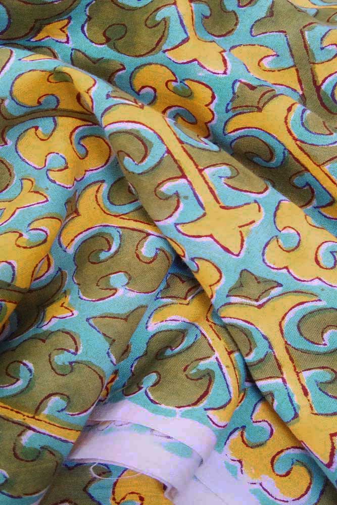 Block Printed Running Cotton Fabric