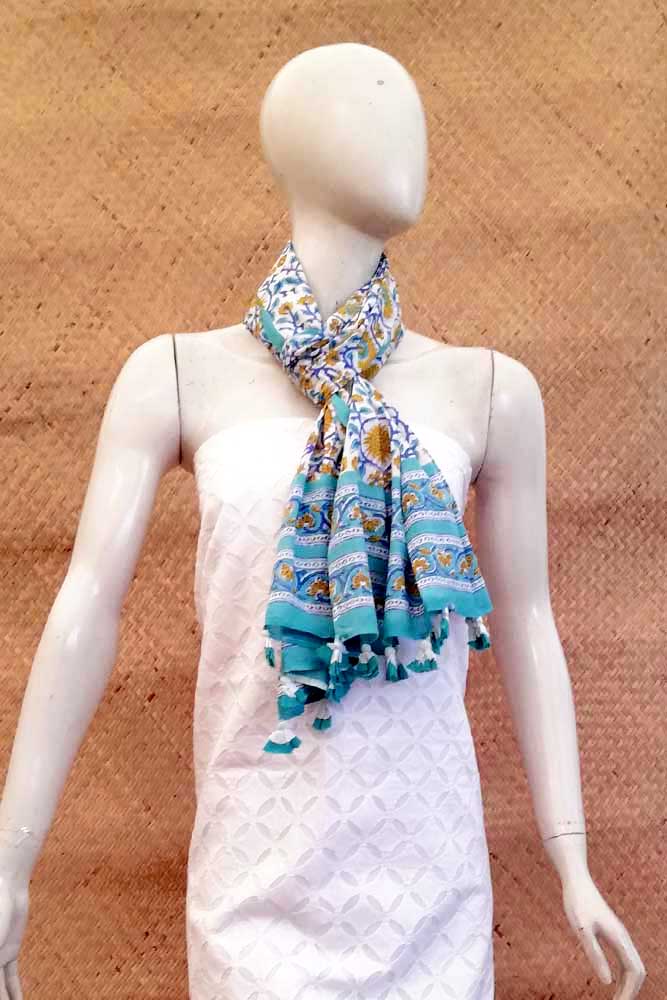 Elegant Hand block printed Cotton stole