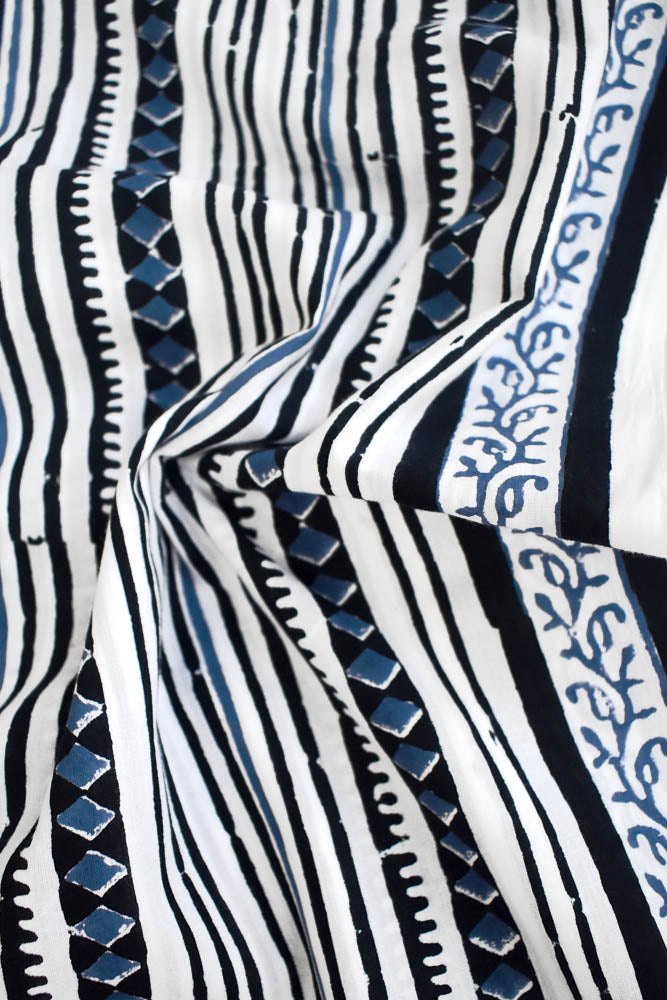 Beautiful Block Printed Running Cotton Fabric ( 2.5 mtrs cut)