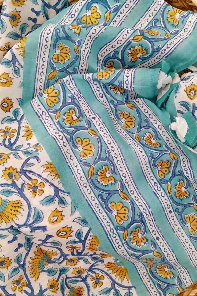 Elegant Hand block printed Cotton stole
