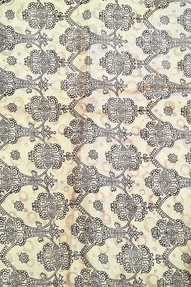 Fine silk fabric with screen print patterns