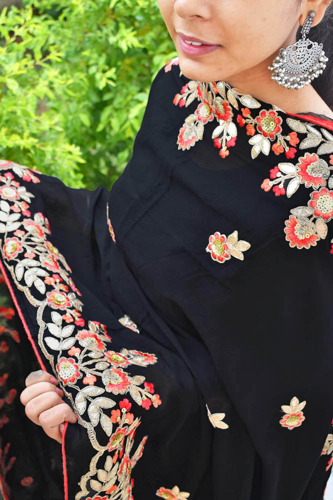 Beautiful Chinon Dupatta with embroidery