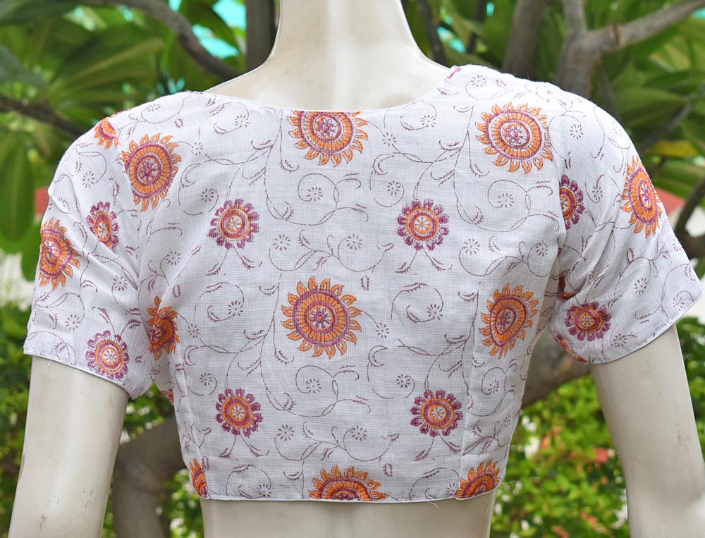 Block Printed kota Doria Blouse - Size 40