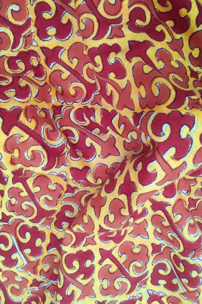 Block Printed Running Cotton Fabric