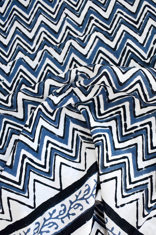 Beautiful Block Printed Running Cotton Fabric ( 2.5 mtrs cut)