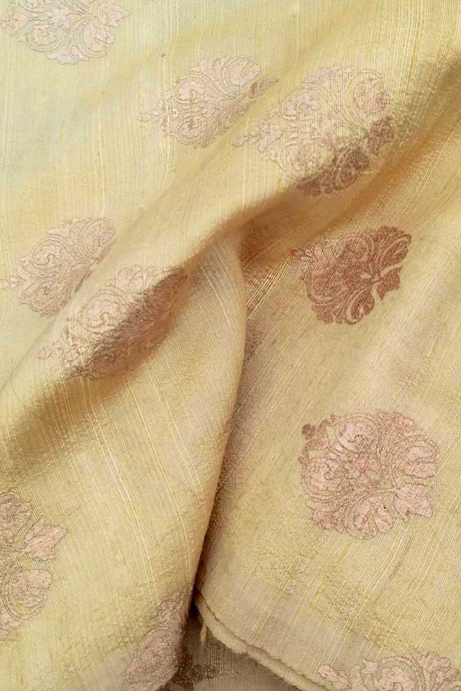 Dupion Silk fabric with Khadi Block print