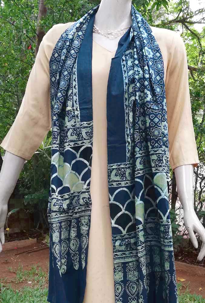 Beautiful Block Printed Ajrakh Cotton stole
