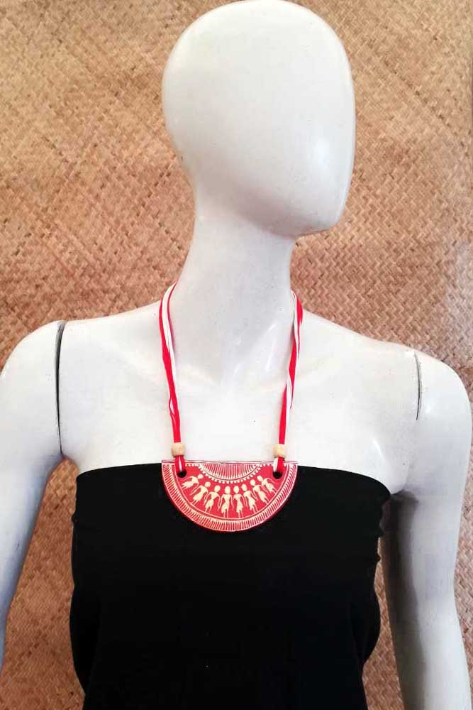 Hand Painted Ceramic thread necklace