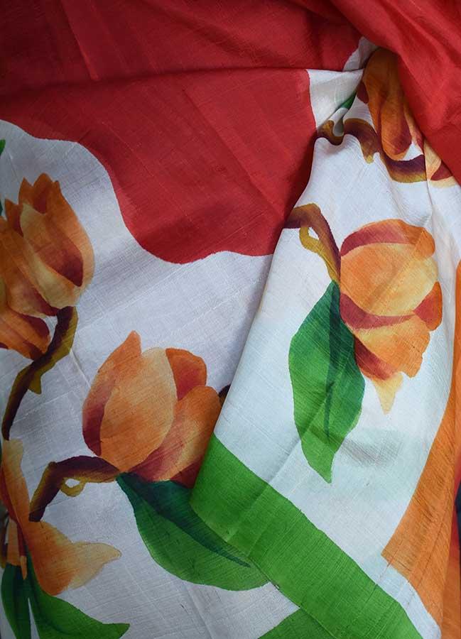 Handwoven Bisnupur Silk Saree with Handpainted motifs