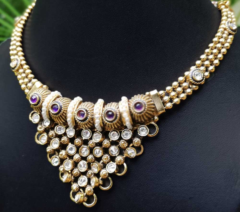 Designer Polki & Pearl Necklace Set