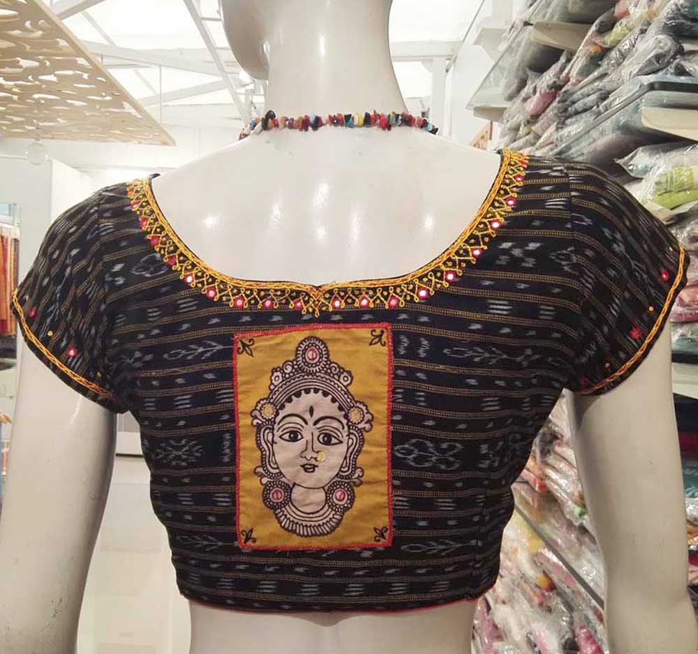 Ikkkat Cotton Blouse with Hand Embroidery & Patch work