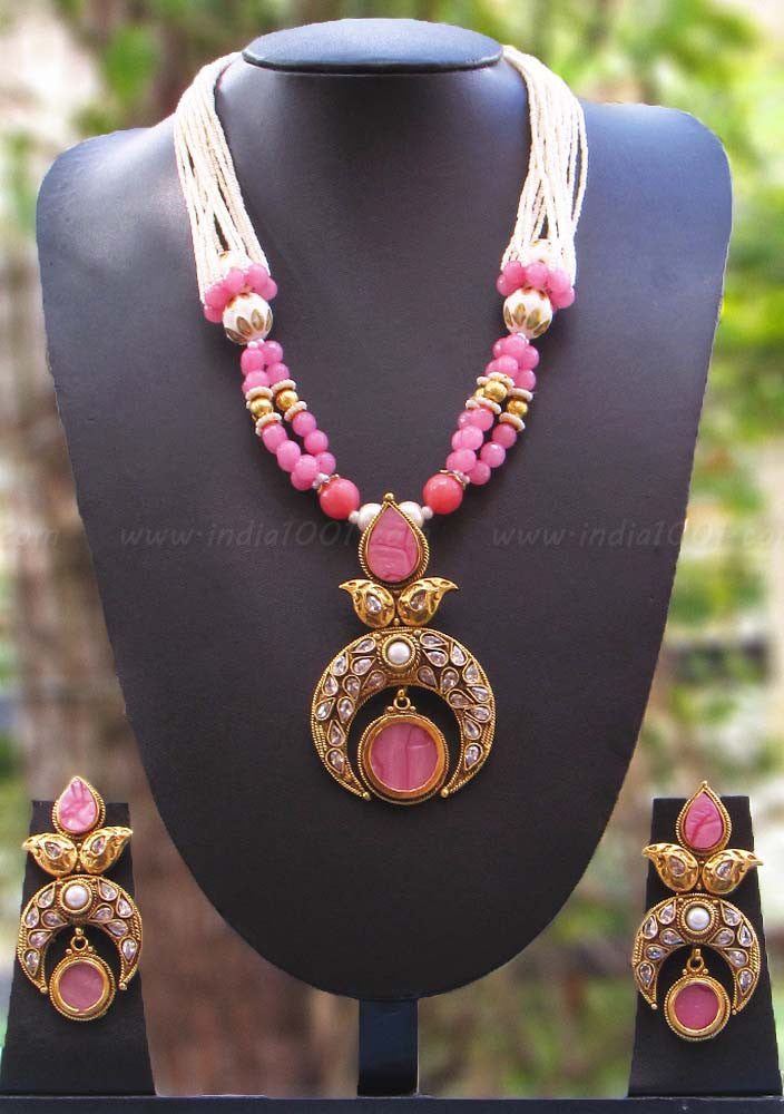 Elegant Beads, Pearl & Polki Necklace Set