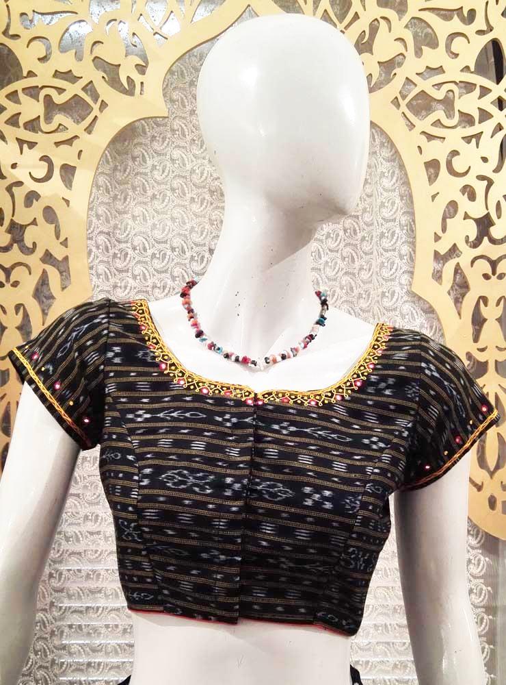 Ikkkat Cotton Blouse with Hand Embroidery & Patch work