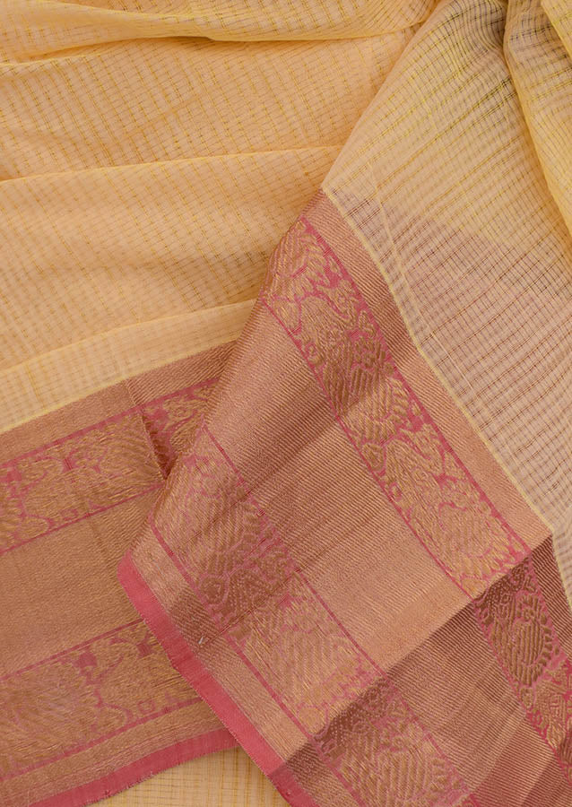 Beautiful Handwoven Missing weave Mangalgiri Cotton Saree with Zari border