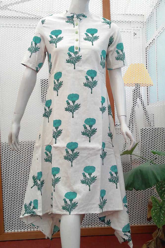 Elegant Cotton Asymmetric Long Kurta/ dress