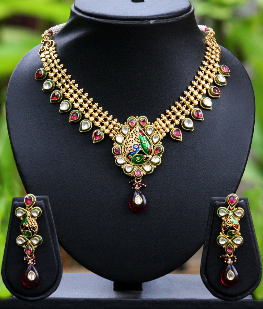 Antique kundan jali set