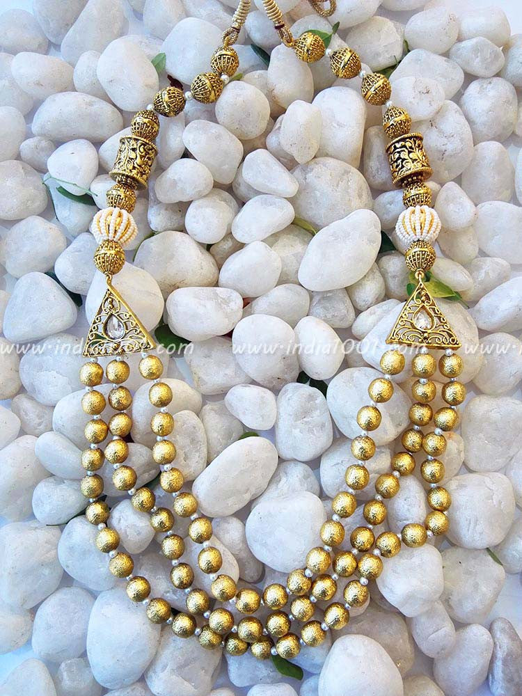Elegant Pearl & Polki Mala Set