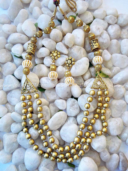 Elegant Pearl & Polki Mala Set