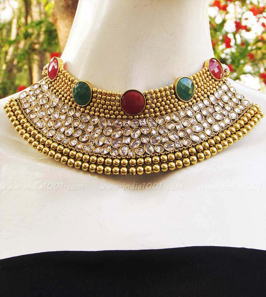 Designer Pearl & Polki Necklace Set