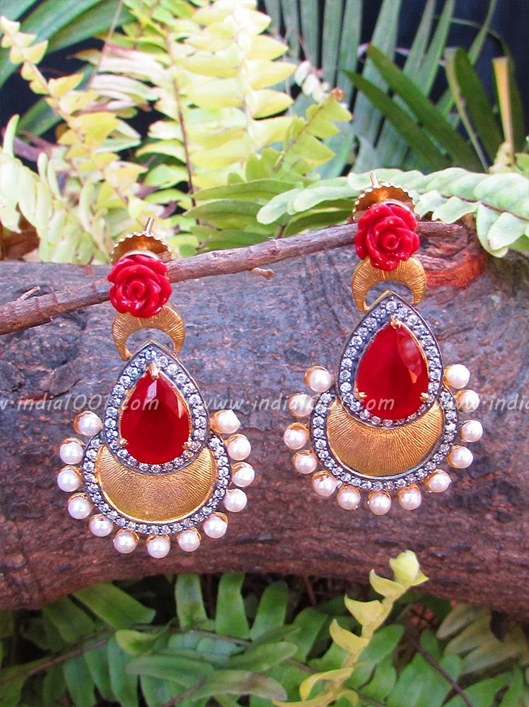 Elegant Earring with AD in Matt Gold Finish