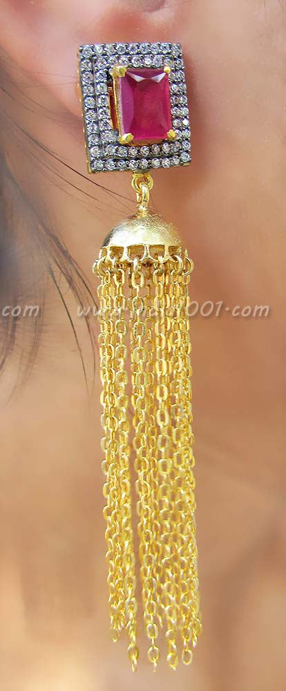 Elegant Earring with AD in Matt Gold Finish