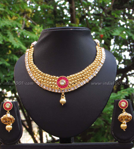Stunning Kundan and Polki Necklace Set