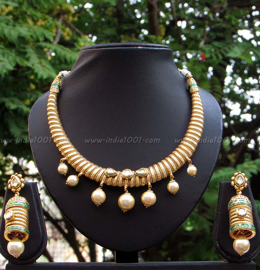 Stunning Kundan, Pearl & Polki Necklace Set