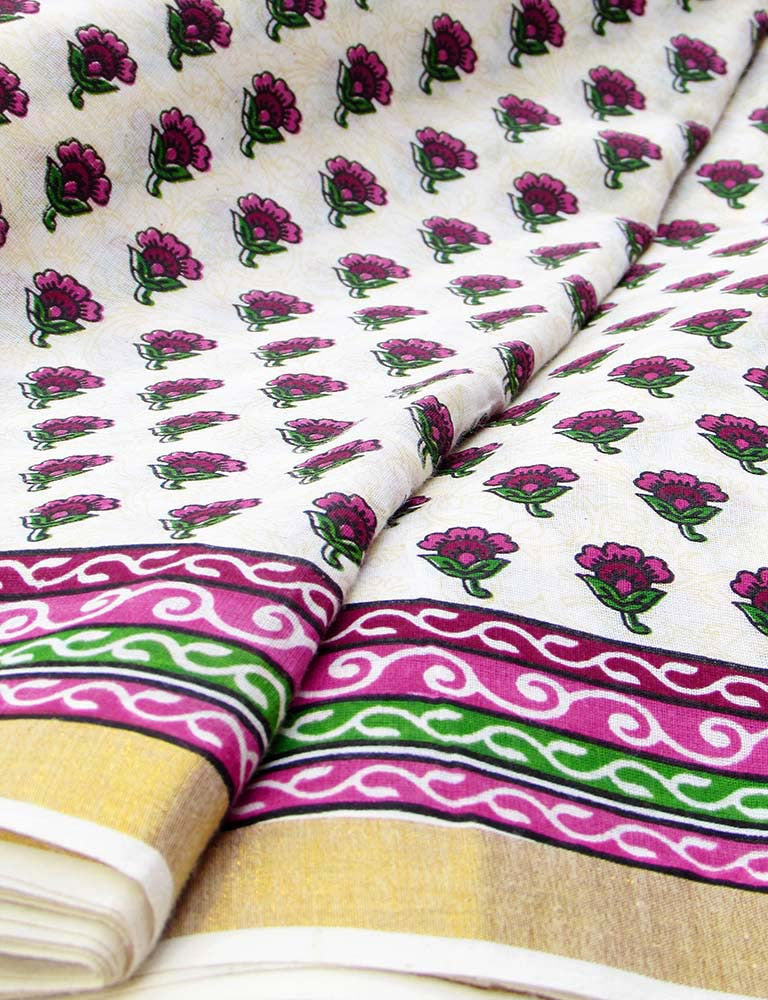 Block Printed Kerala Cotton Running Fabric