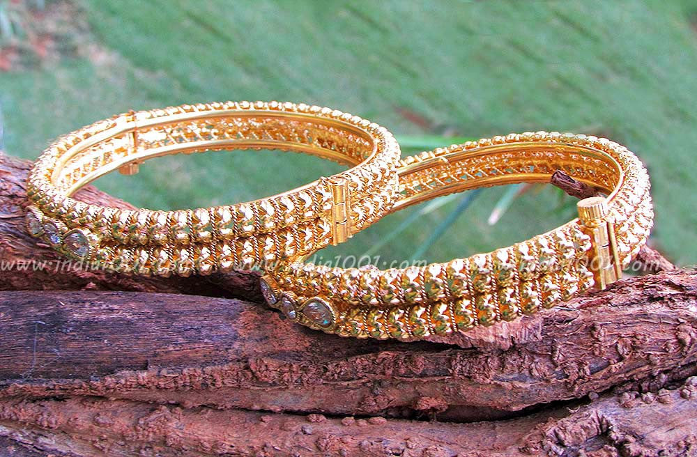 Openable  Kundan & Polki  Bangles(Kadas)
