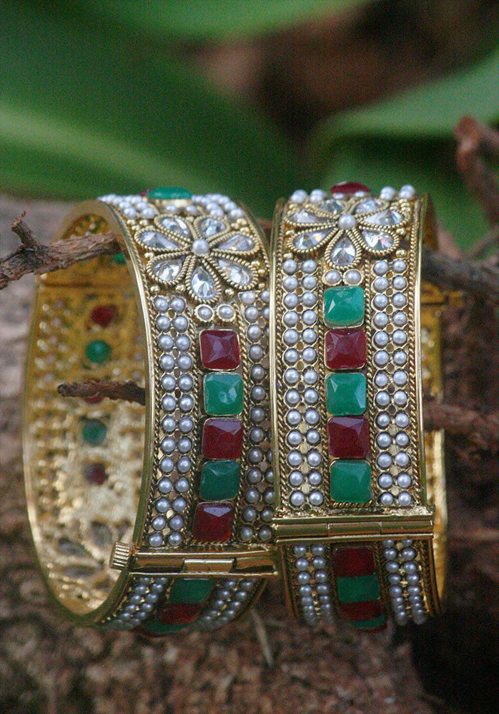 Openable pearl & polki Kadas ( bangles)