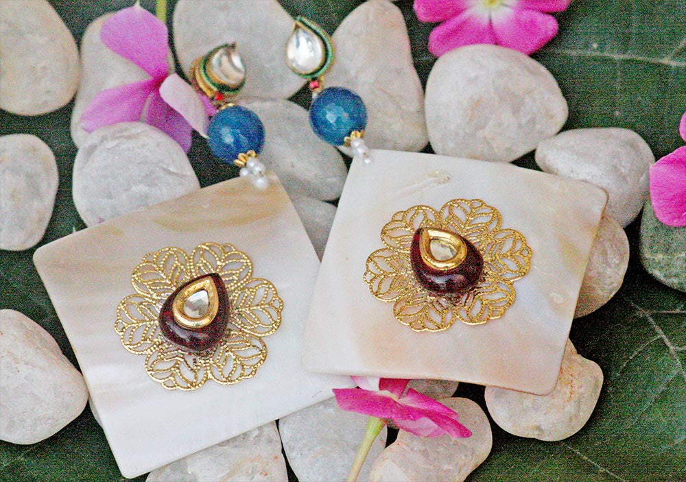 Stunning Pearl & Polki Earring