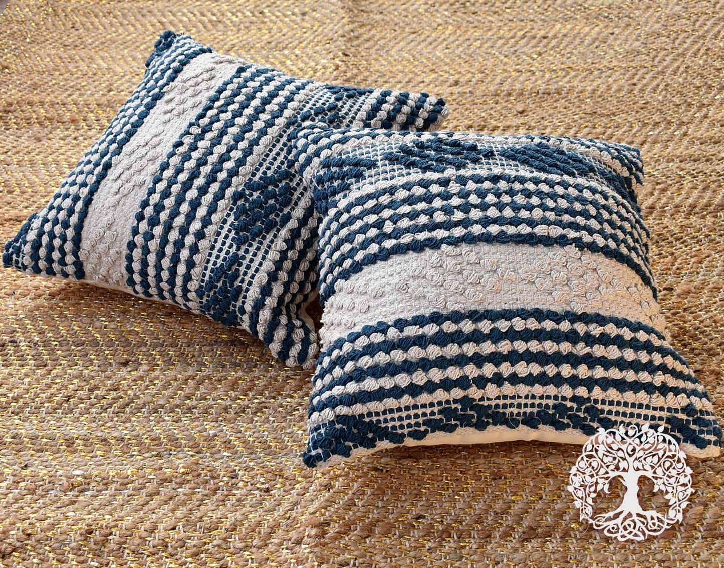Boho Vibes : Hand Woven Cotton Cushion Covers - Set of 2