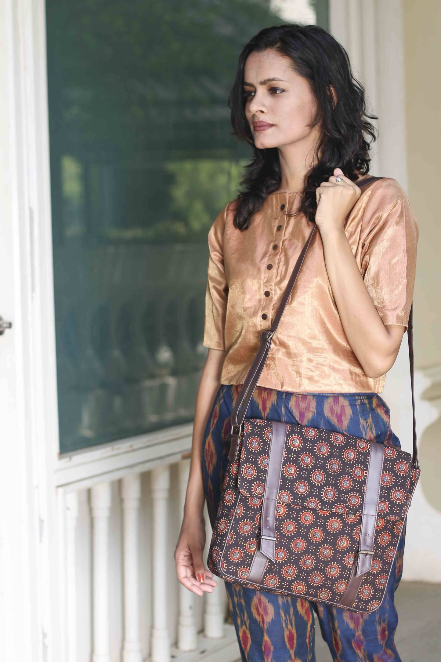 Black Ajrakh Messenger Bag