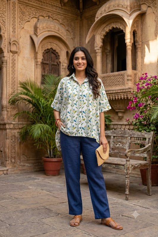 Hand Block Printed Kaftan, Free Size